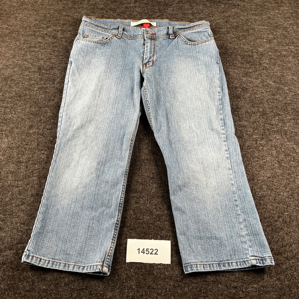 Mossimo Cropped Jeans Womens 15 Blue Denim Cotton Stretch Butterfly Embroidered